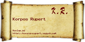 Korpos Rupert névjegykártya